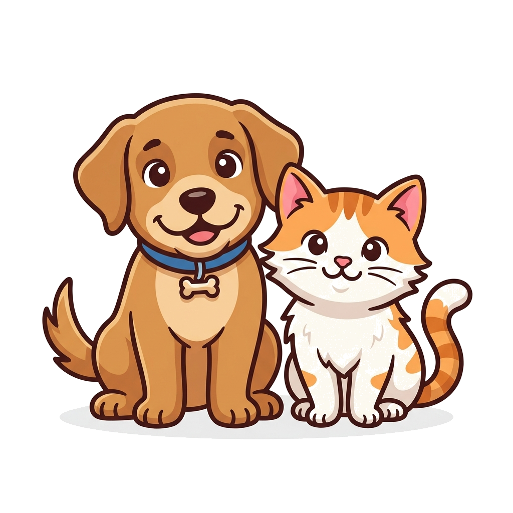 Cute dog and cat cartoon